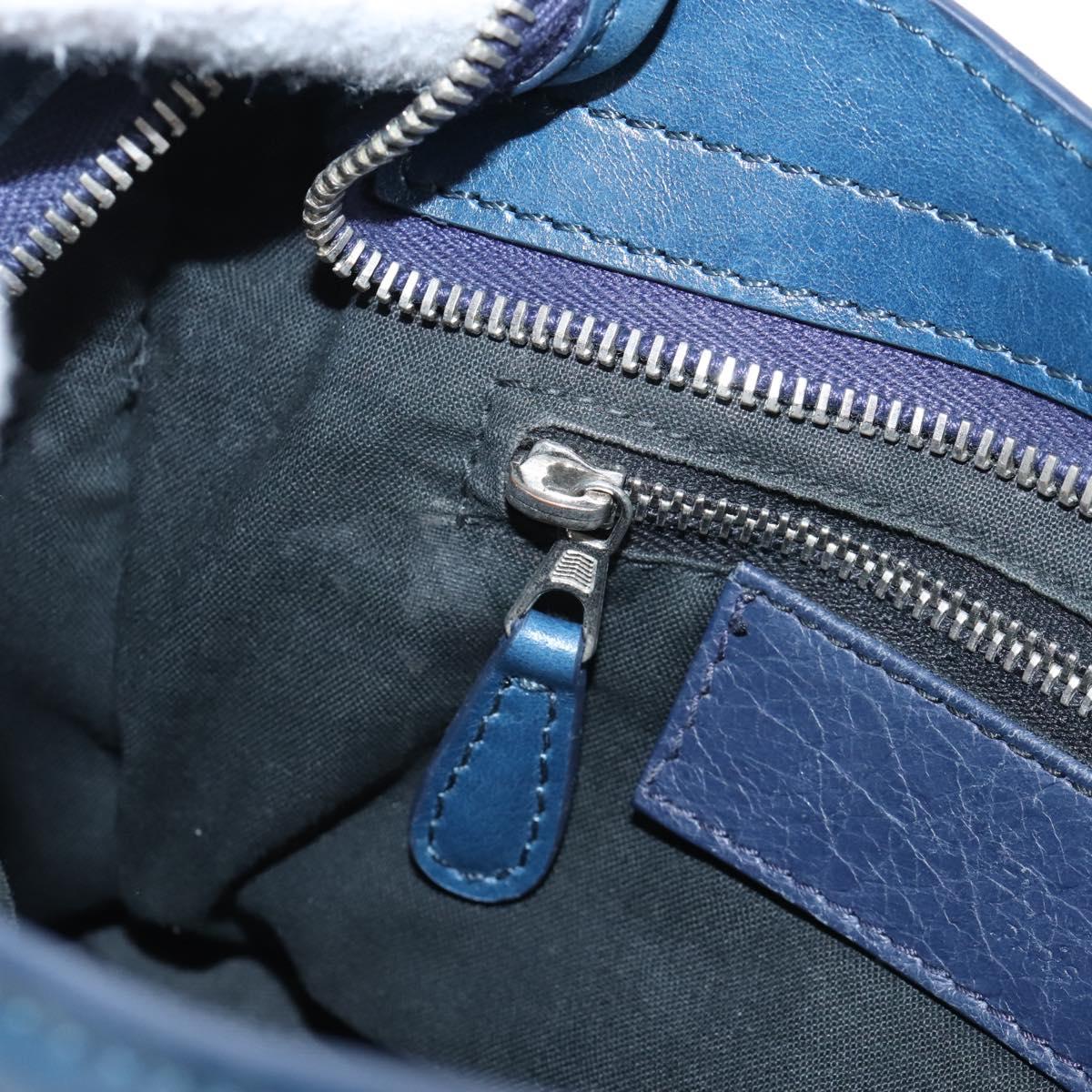 Balenciaga Giant Mini City Bag Leather 2way Navy Silver 309544 Auth 211729SAM