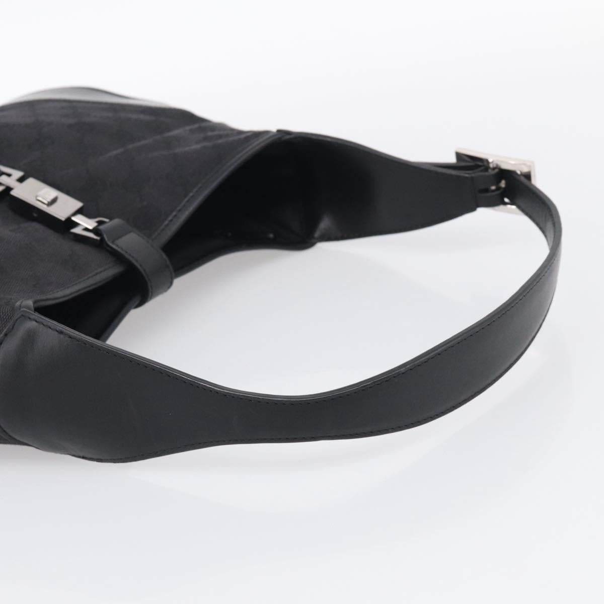 GUCCI GG Canvas Jackie Shoulder Bag Black Silver 001 3306 Auth 211730V