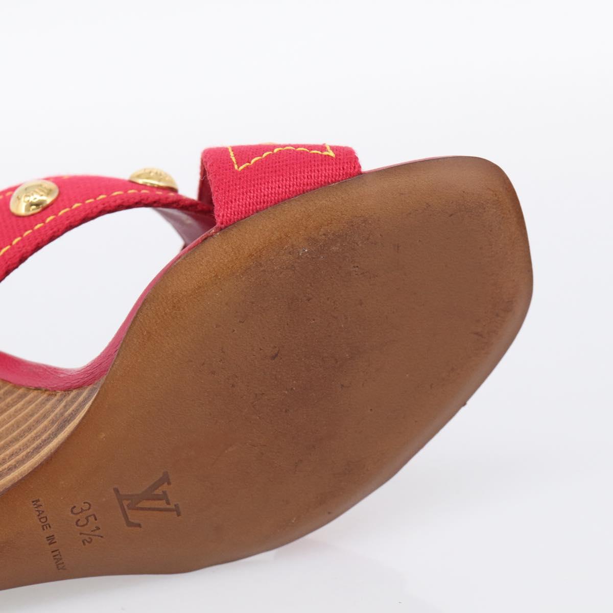 LOUIS VUITTON Sandals Canvas 35 1/2 Red LV Auth 211741V
