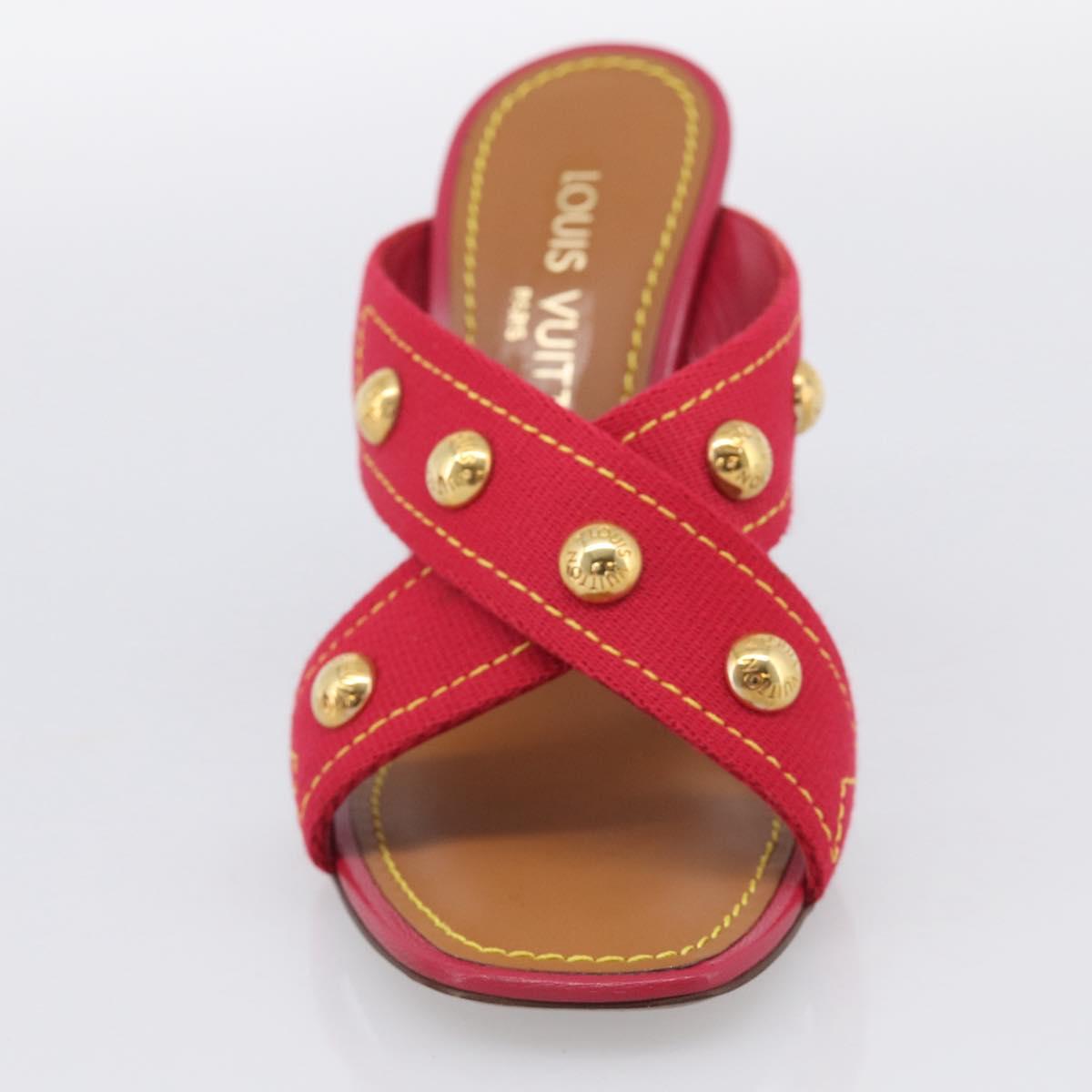 LOUIS VUITTON Sandals Canvas 35 1/2 Red LV Auth 211741V