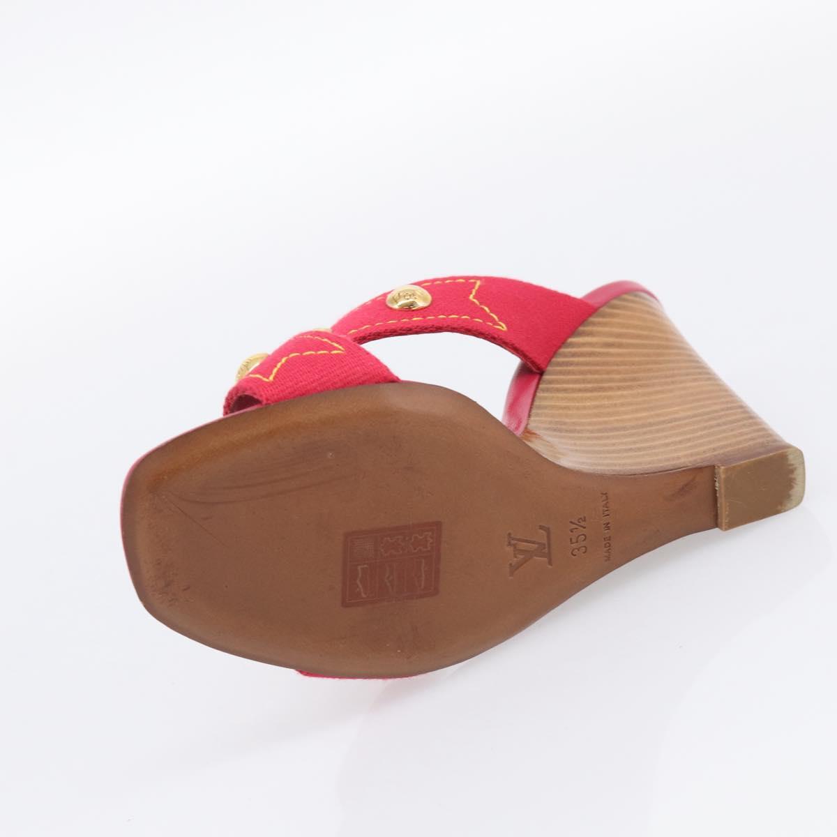 LOUIS VUITTON Sandals Canvas 35 1/2 Red LV Auth 211741V