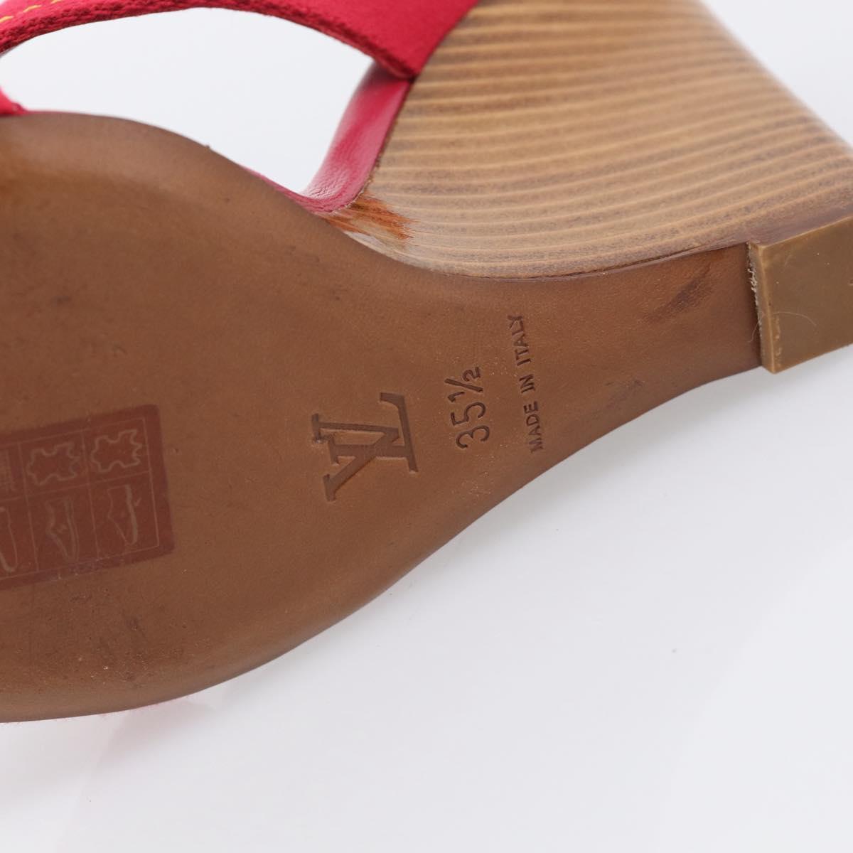 LOUIS VUITTON Sandals Canvas 35 1/2 Red LV Auth 211741V