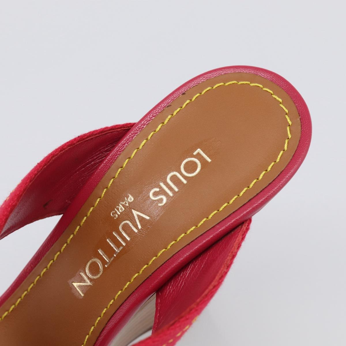 LOUIS VUITTON Sandals Canvas 35 1/2 Red LV Auth 211741V