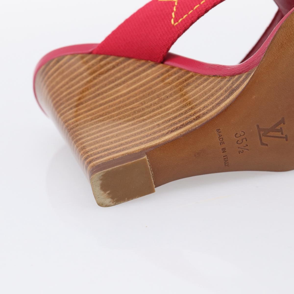 LOUIS VUITTON Sandals Canvas 35 1/2 Red LV Auth 211741V