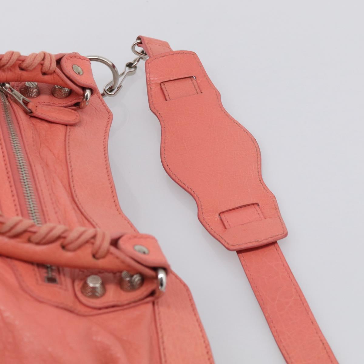Balenciaga Giant The First Hand Bag Leather 2way Pink Silver 285433 Auth 211745V
