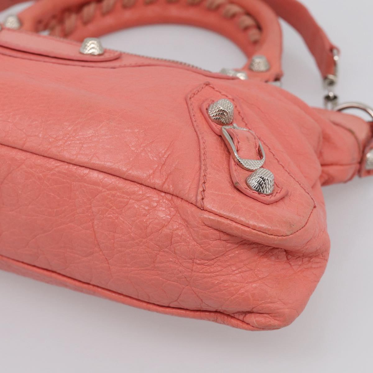 Balenciaga Giant The First Hand Bag Leather 2way Pink Silver 285433 Auth 211745V