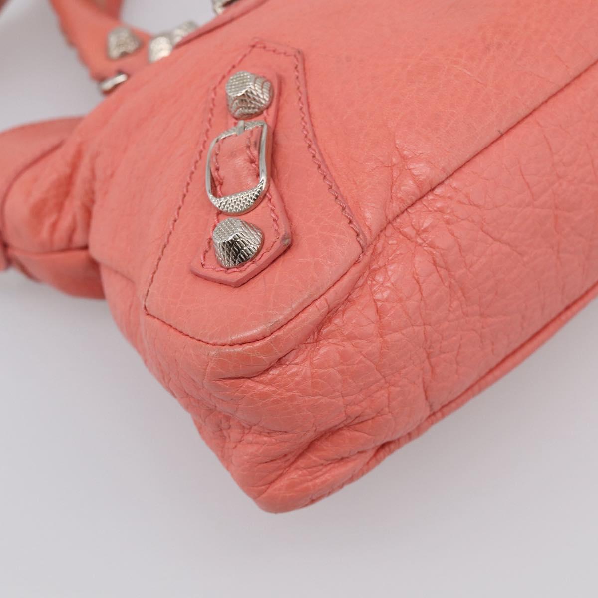 Balenciaga Giant The First Hand Bag Leather 2way Pink Silver 285433 Auth 211745V