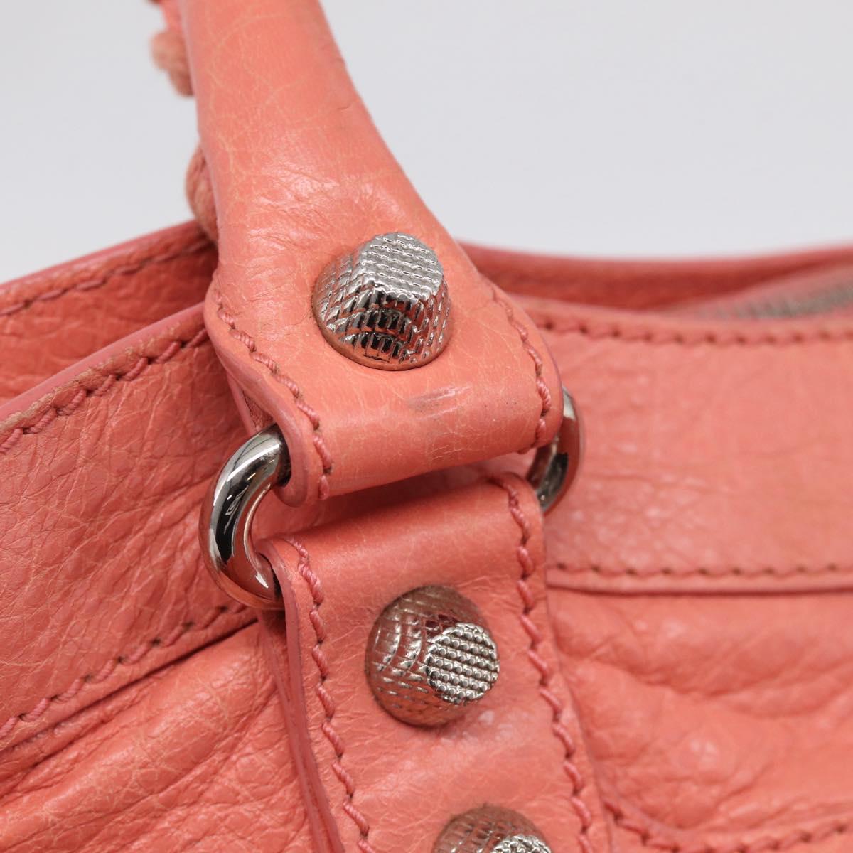 Balenciaga Giant The First Hand Bag Leather 2way Pink Silver 285433 Auth 211745V