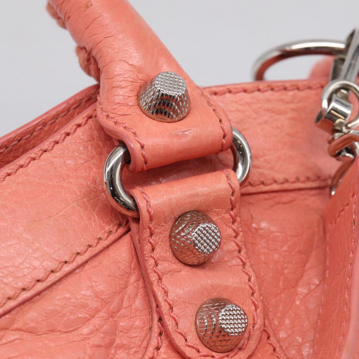 Balenciaga Giant The First Hand Bag Leather 2way Pink Silver 285433 Auth 211745V