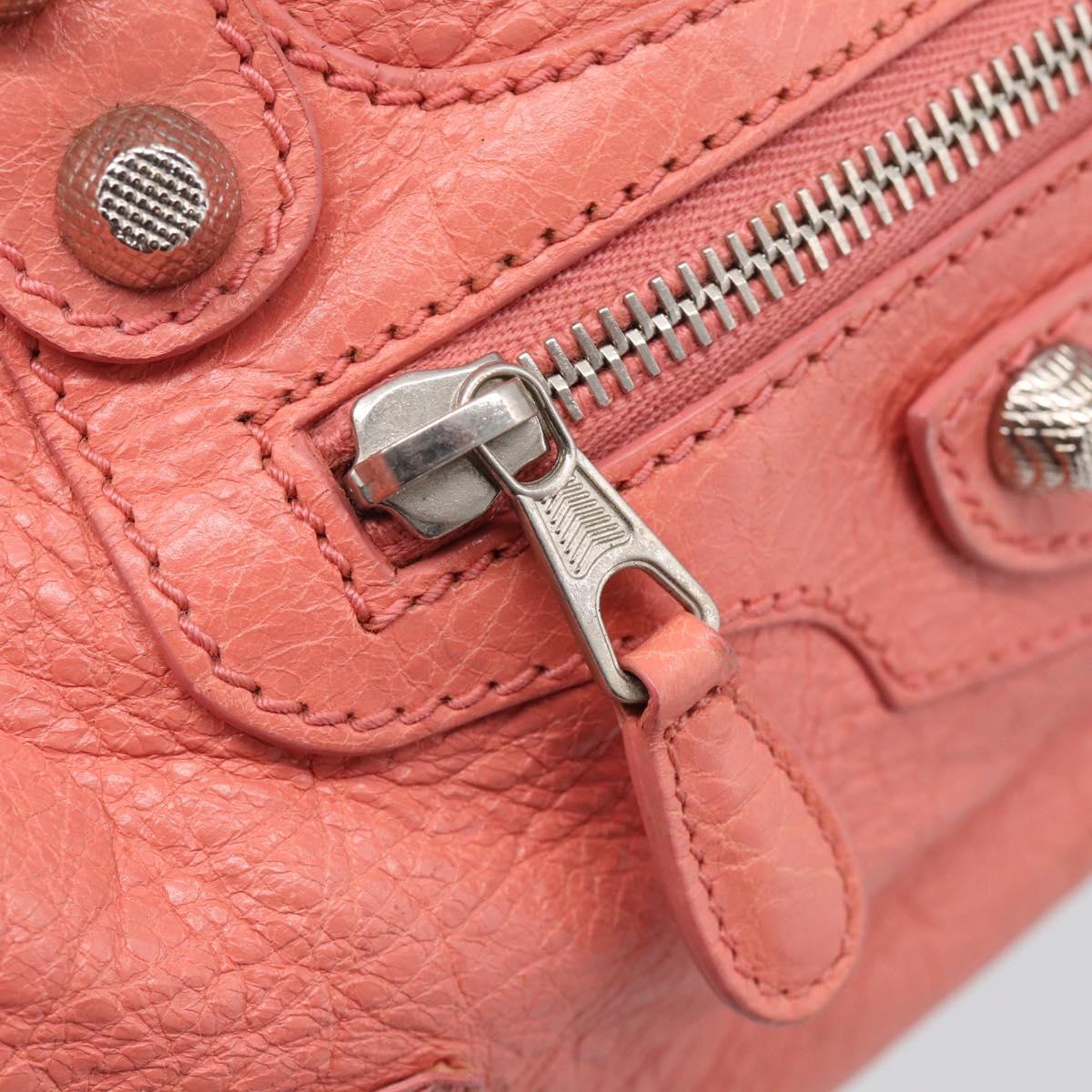 Balenciaga Giant The First Hand Bag Leather 2way Pink Silver 285433 Auth 211745V