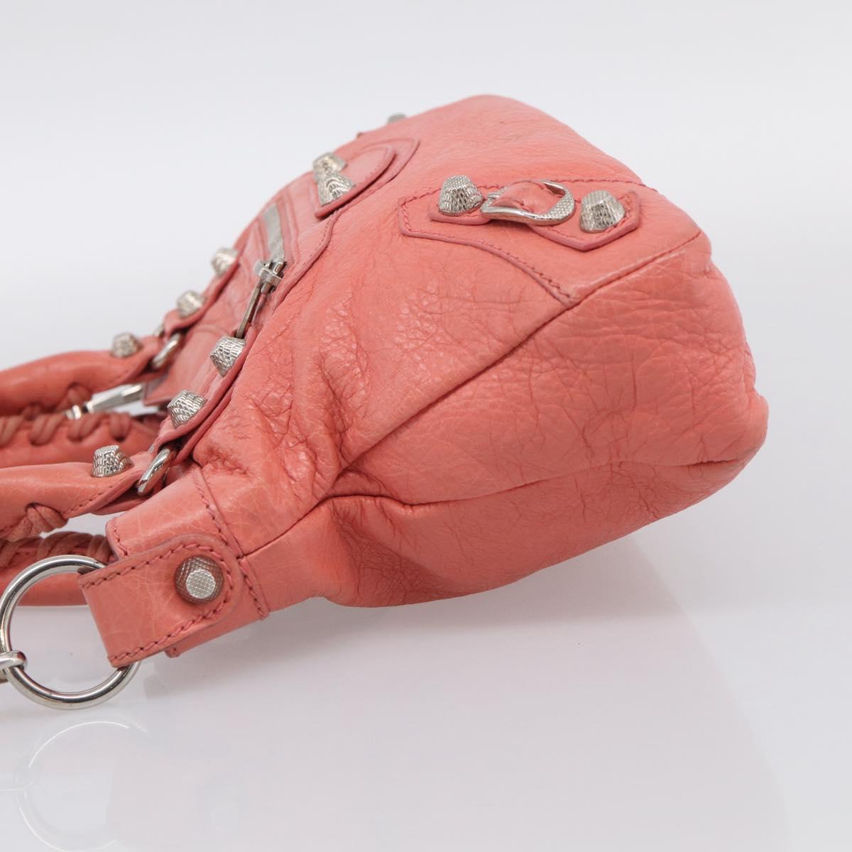 Balenciaga Giant The First Hand Bag Leather 2way Pink Silver 285433 Auth 211745V