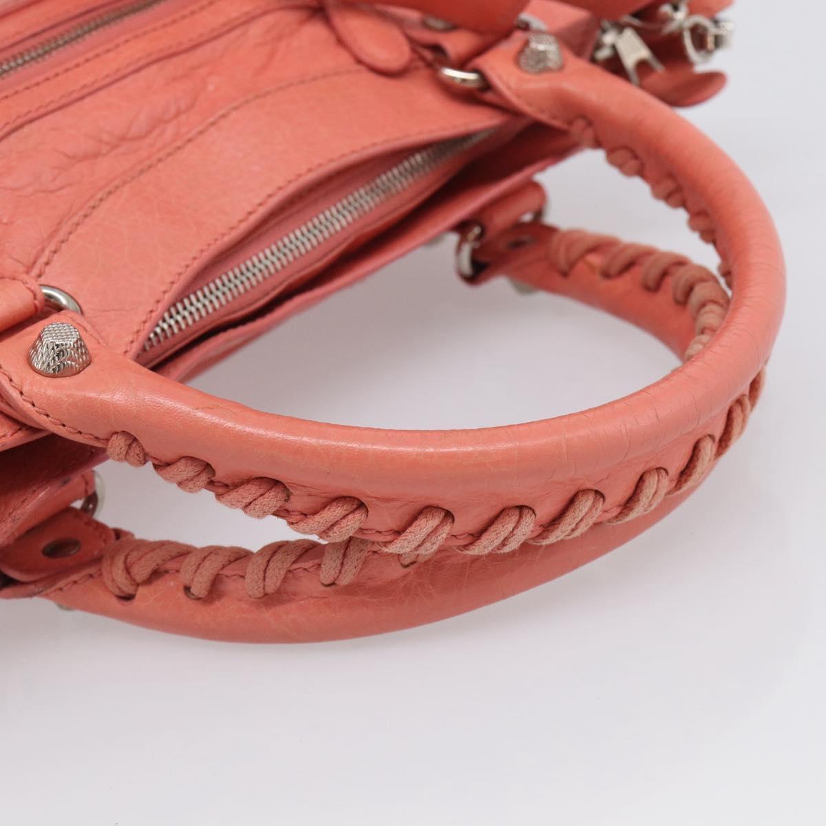 Balenciaga Giant The First Hand Bag Leather 2way Pink Silver 285433 Auth 211745V