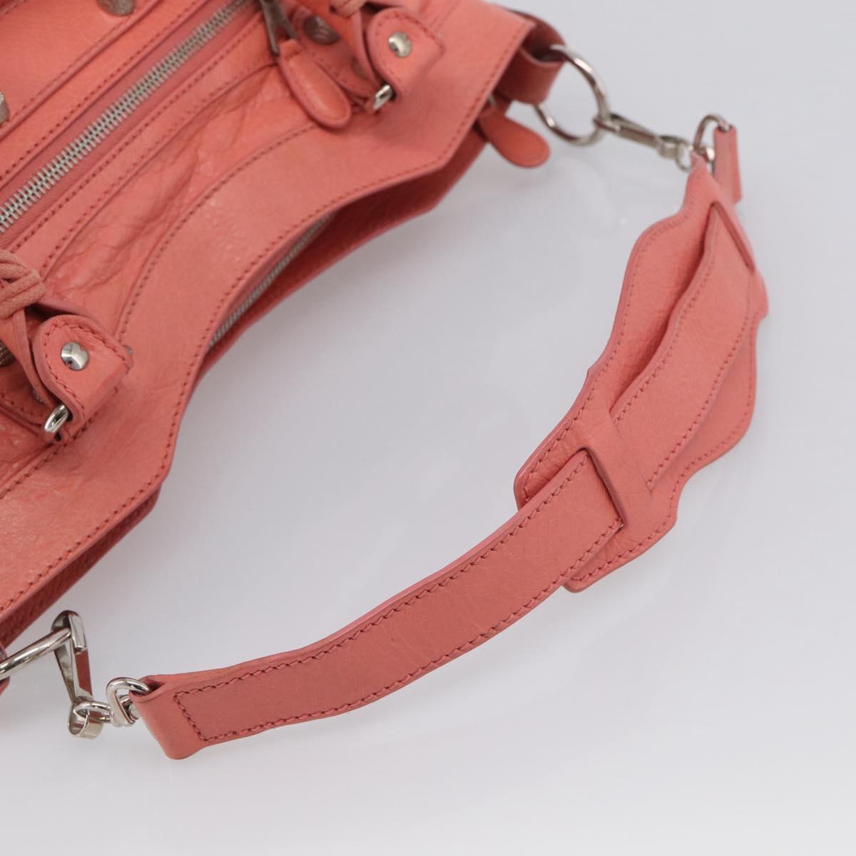 Balenciaga Giant The First Hand Bag Leather 2way Pink Silver 285433 Auth 211745V