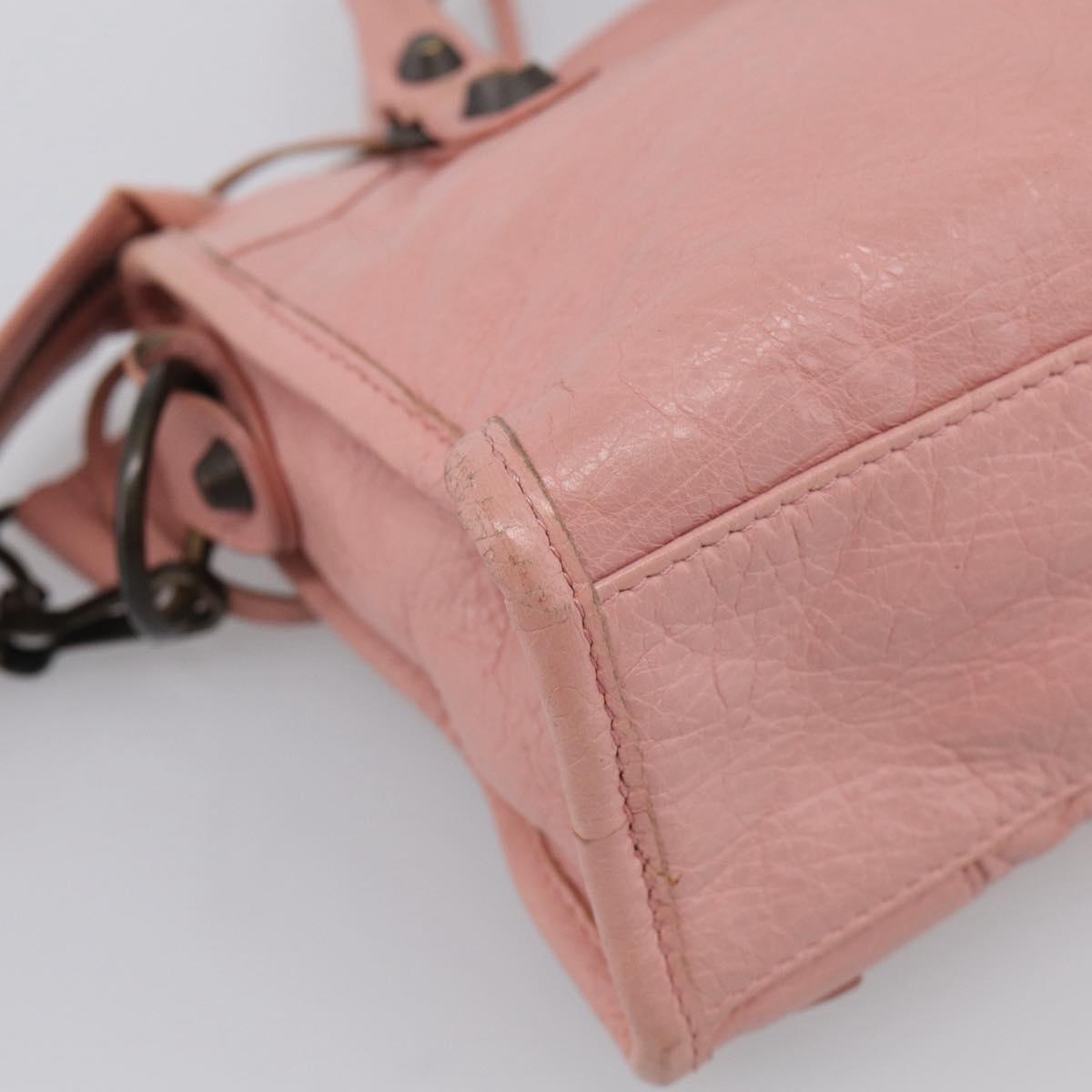 Balenciaga Classic Mini City Bag Leather 2way Pink Silver 300295 Auth 211746V