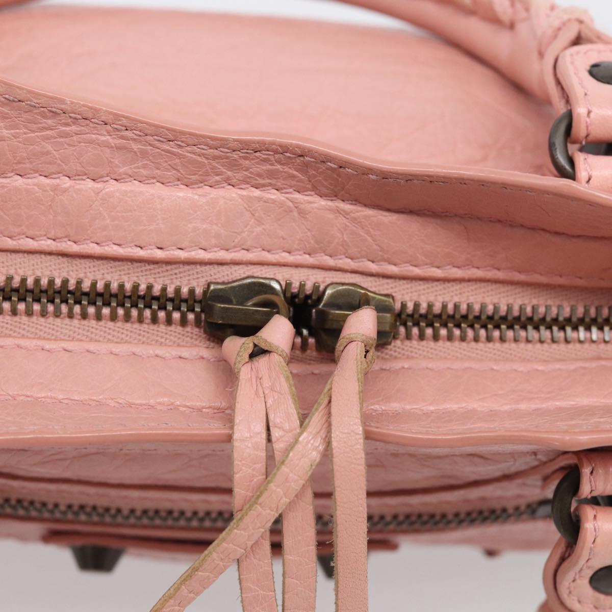 Balenciaga Classic Mini City Bag Leather 2way Pink Silver 300295 Auth 211746V