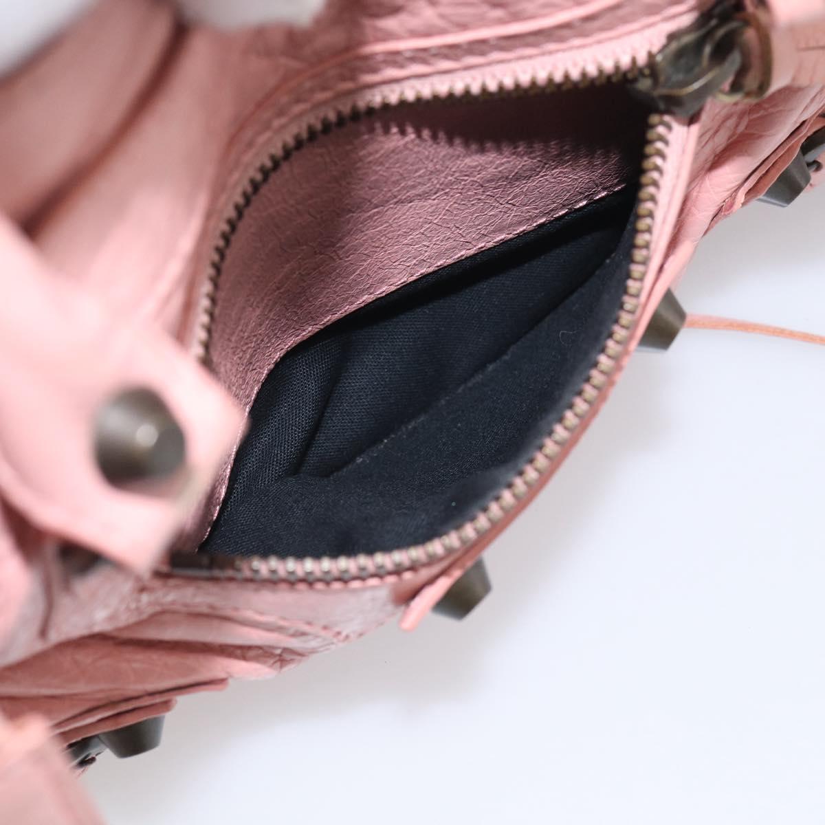 Balenciaga Classic Mini City Bag Leather 2way Pink Silver 300295 Auth 211746V