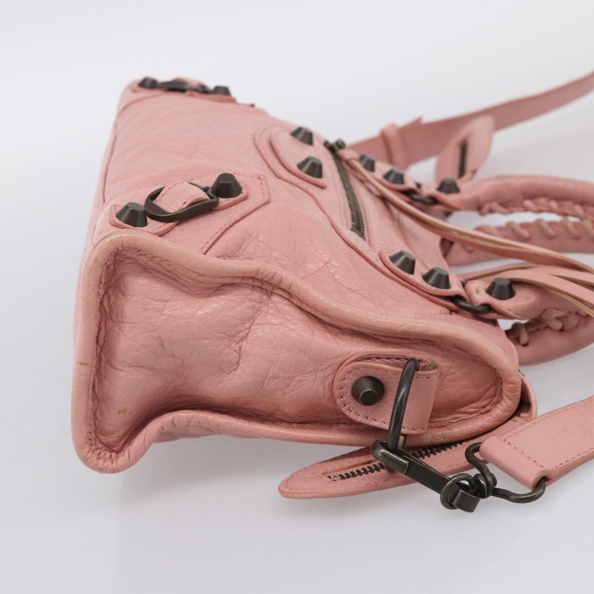 Balenciaga Classic Mini City Bag Leather 2way Pink Silver 300295 Auth 211746V