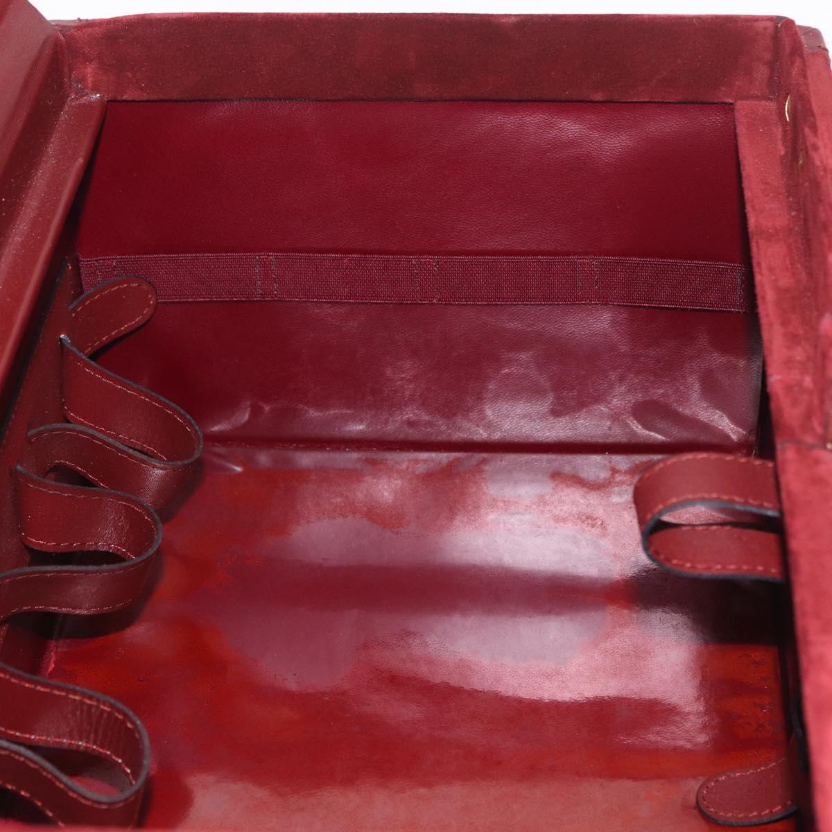 Cartier Must Line Vanity Hand Bag Suede Bordeaux Gold Auth 211751V