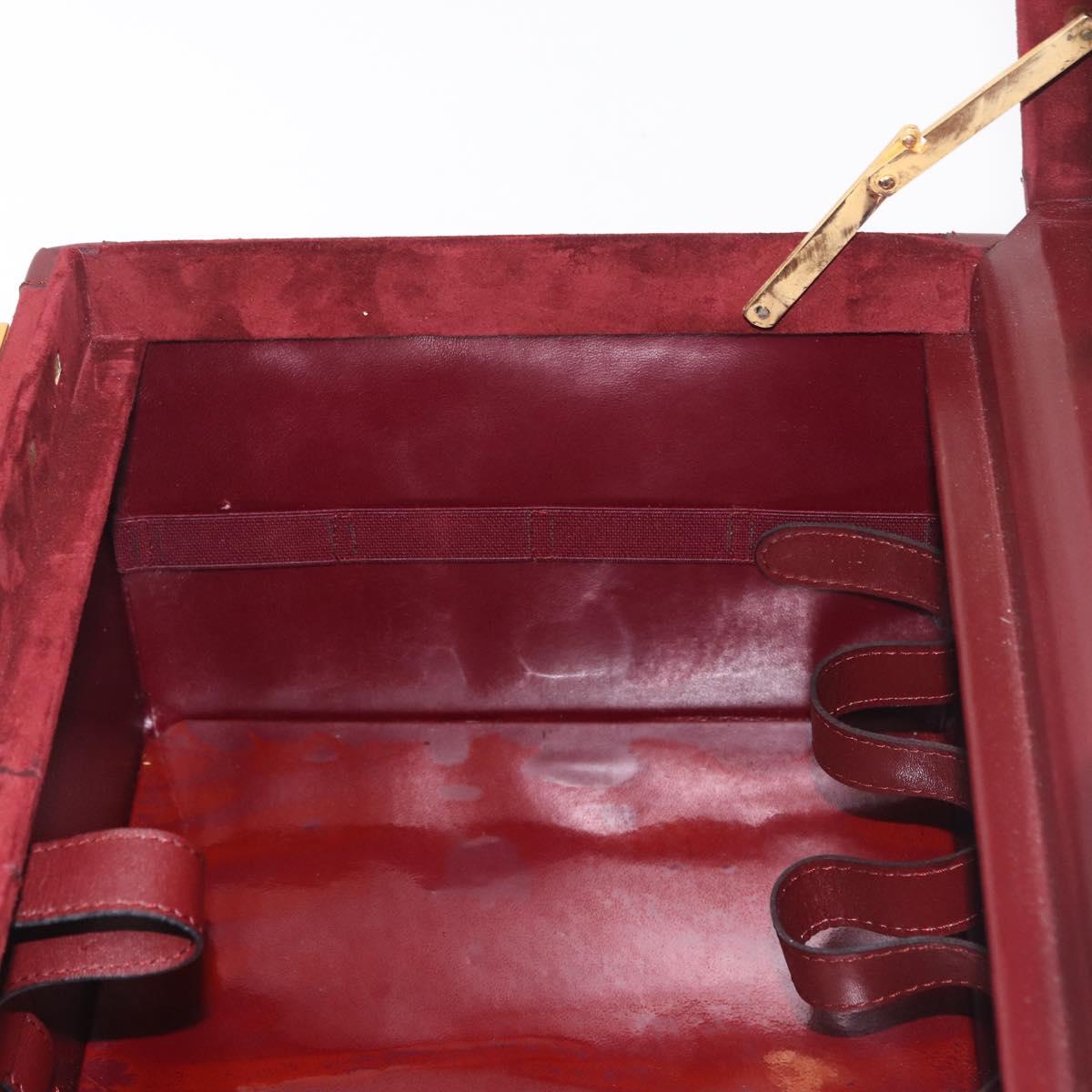 Cartier Must Line Vanity Hand Bag Suede Bordeaux Gold Auth 211751V