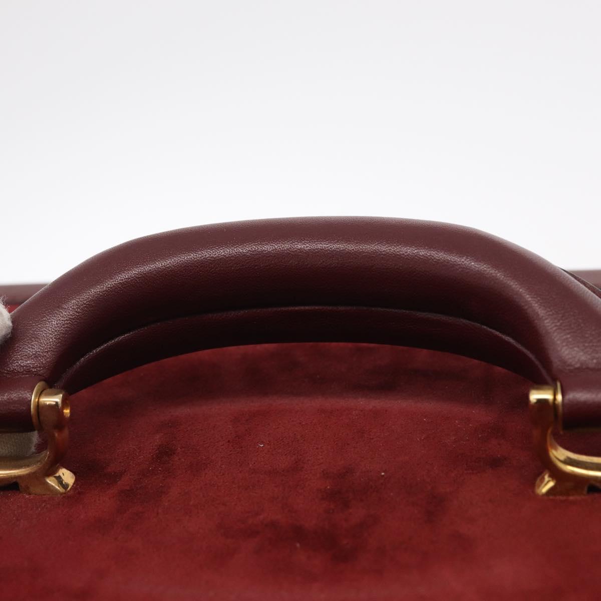 Cartier Must Line Vanity Hand Bag Suede Bordeaux Gold Auth 211751V