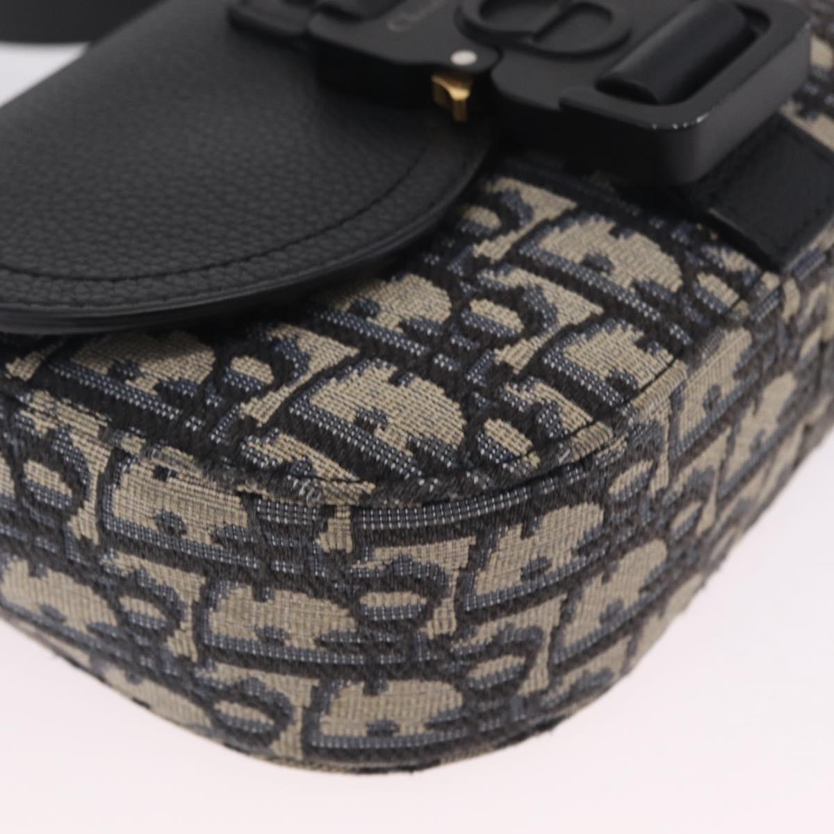 Christian Dior Trotter Canvas Saddle Shoulder Bag Navy Silver Auth 211754V
