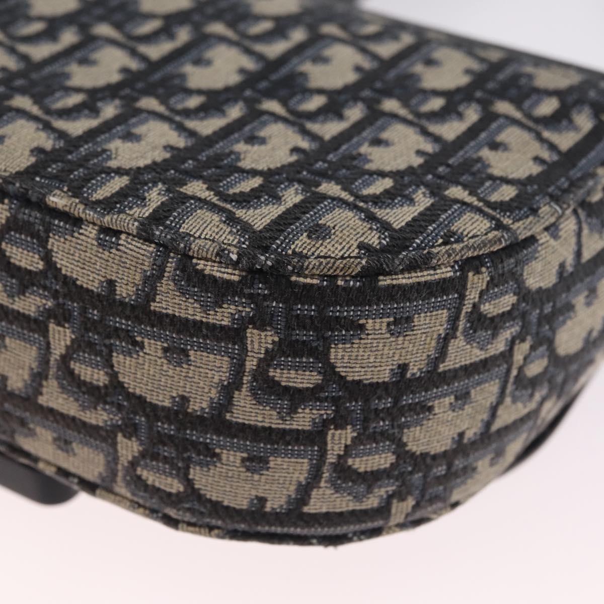 Christian Dior Trotter Canvas Saddle Shoulder Bag Navy Silver Auth 211754V