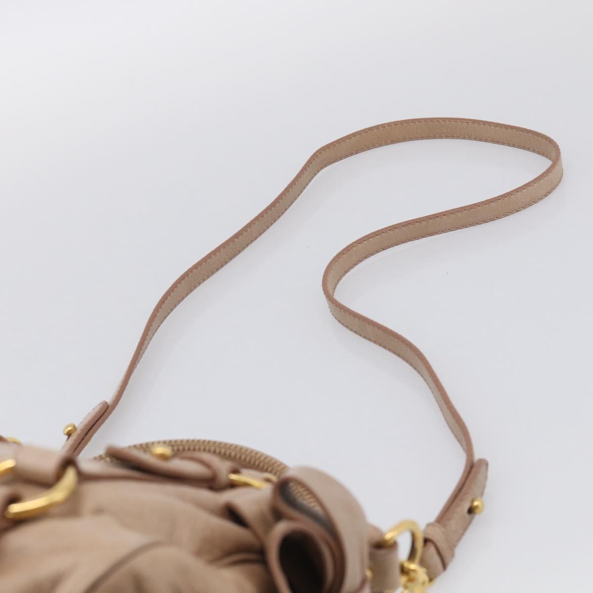 Miu Miu Hand Bag Vitellolux 2way Brown Gold Auth 211764V