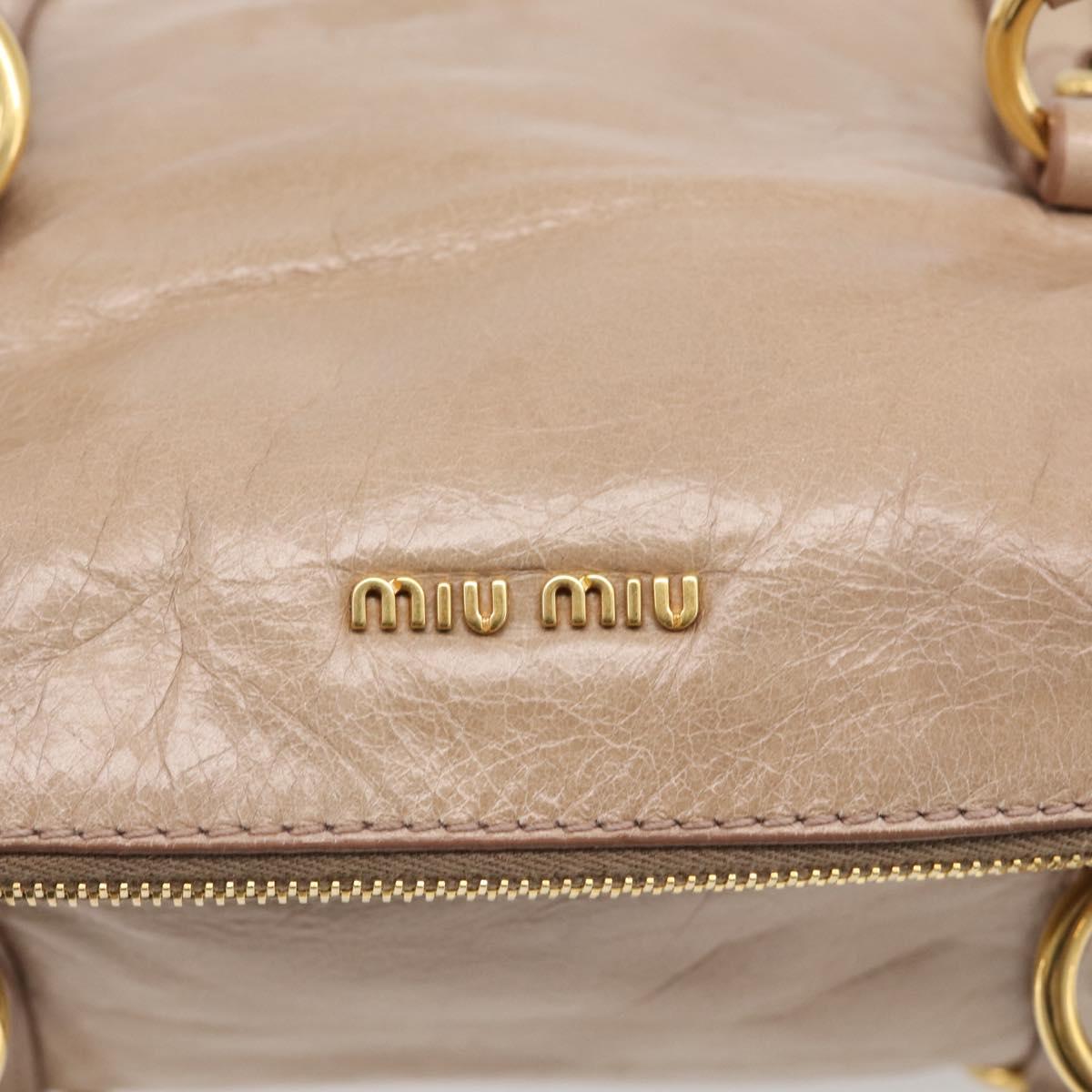 Miu Miu Hand Bag Vitellolux 2way Brown Gold Auth 211764V