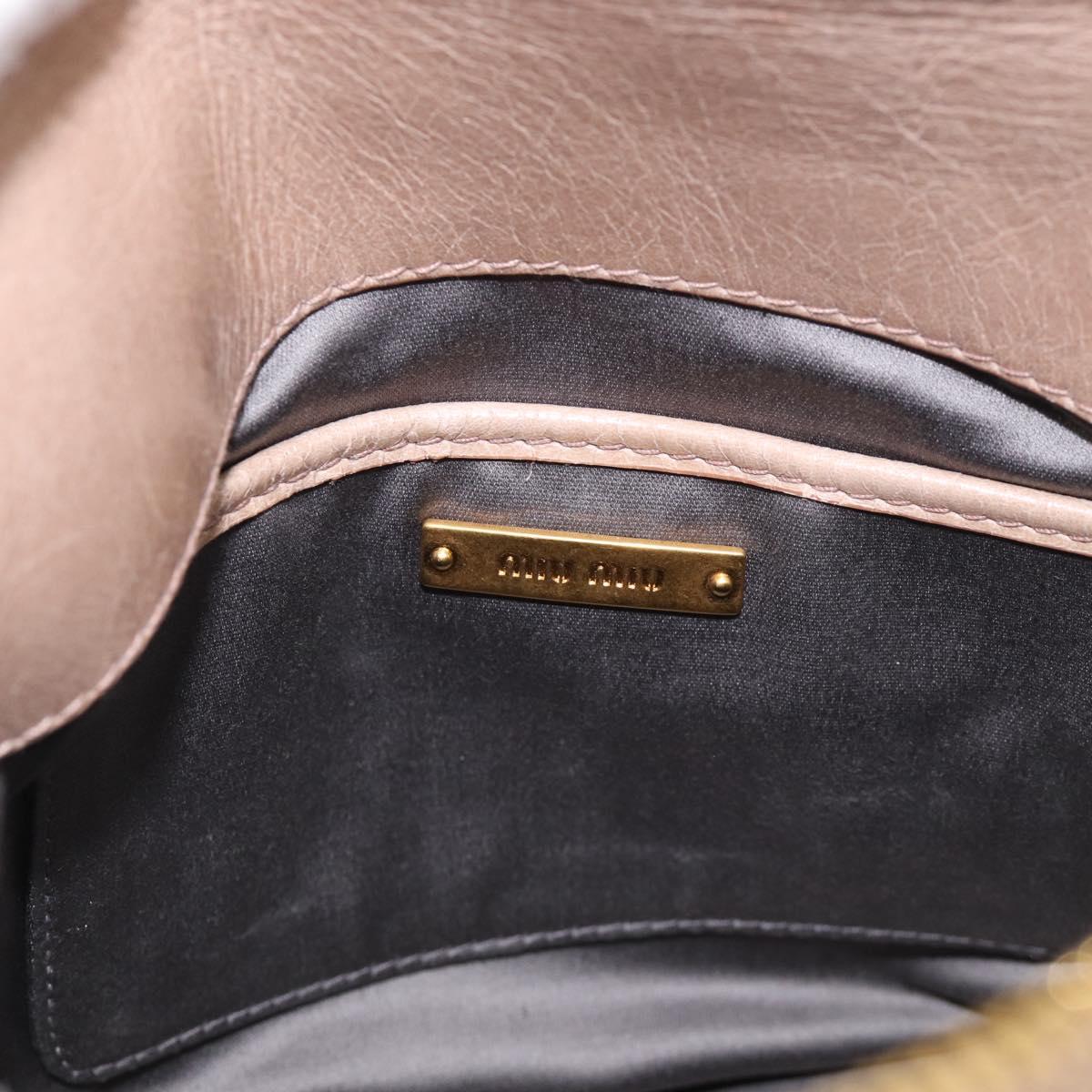 Miu Miu Hand Bag Vitellolux 2way Brown Gold Auth 211764V