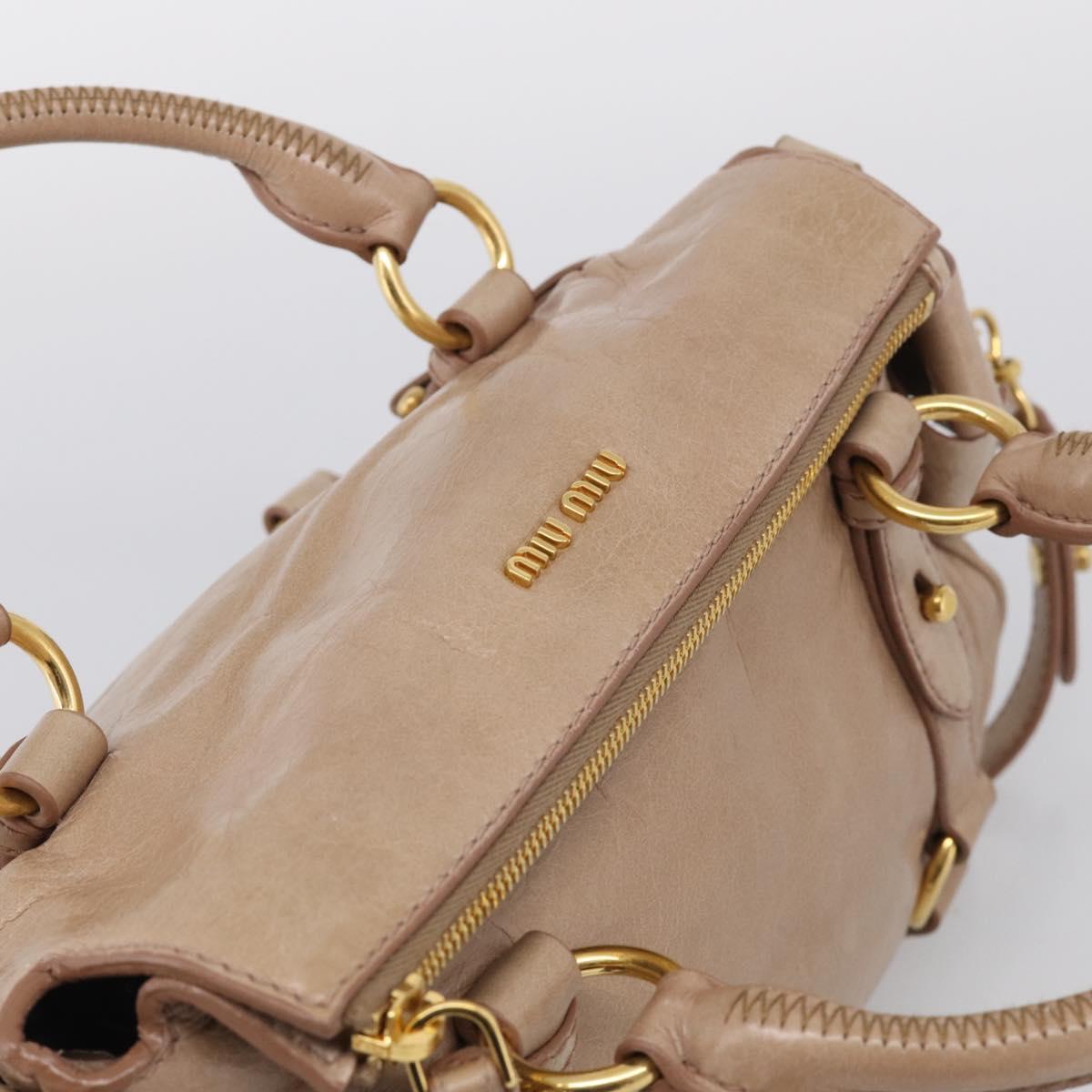Miu Miu Hand Bag Vitellolux 2way Brown Gold Auth 211764V