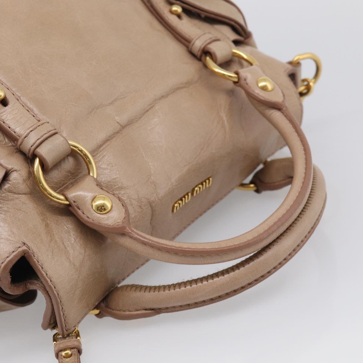 Miu Miu Hand Bag Vitellolux 2way Brown Gold Auth 211764V