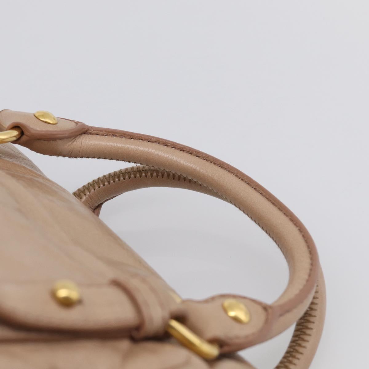 Miu Miu Hand Bag Vitellolux 2way Brown Gold Auth 211764V