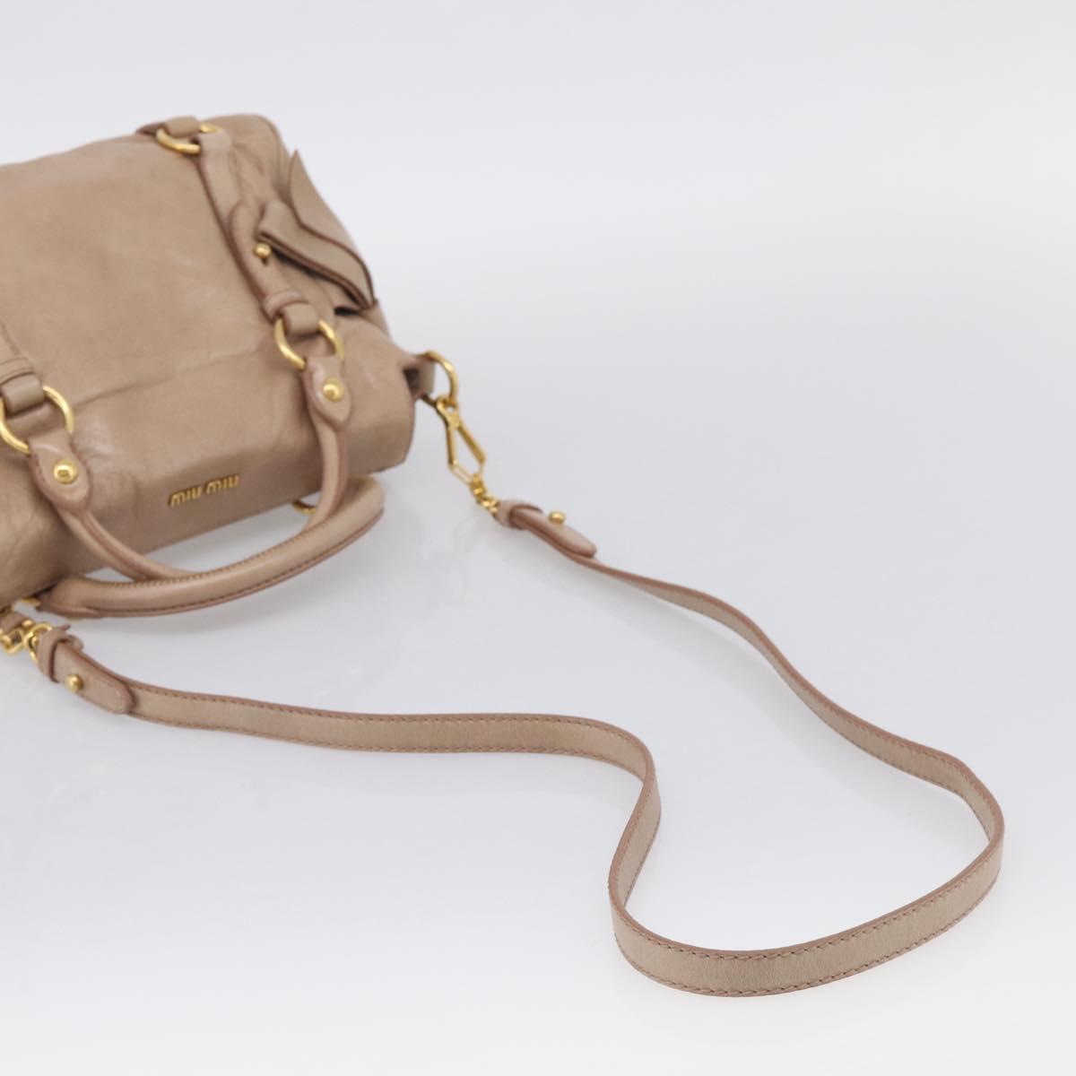 Miu Miu Hand Bag Vitellolux 2way Brown Gold Auth 211764V