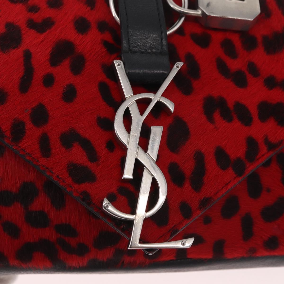 Saint Laurent Chain Shoulder Bag Harako leather Red Silver Auth 211769A