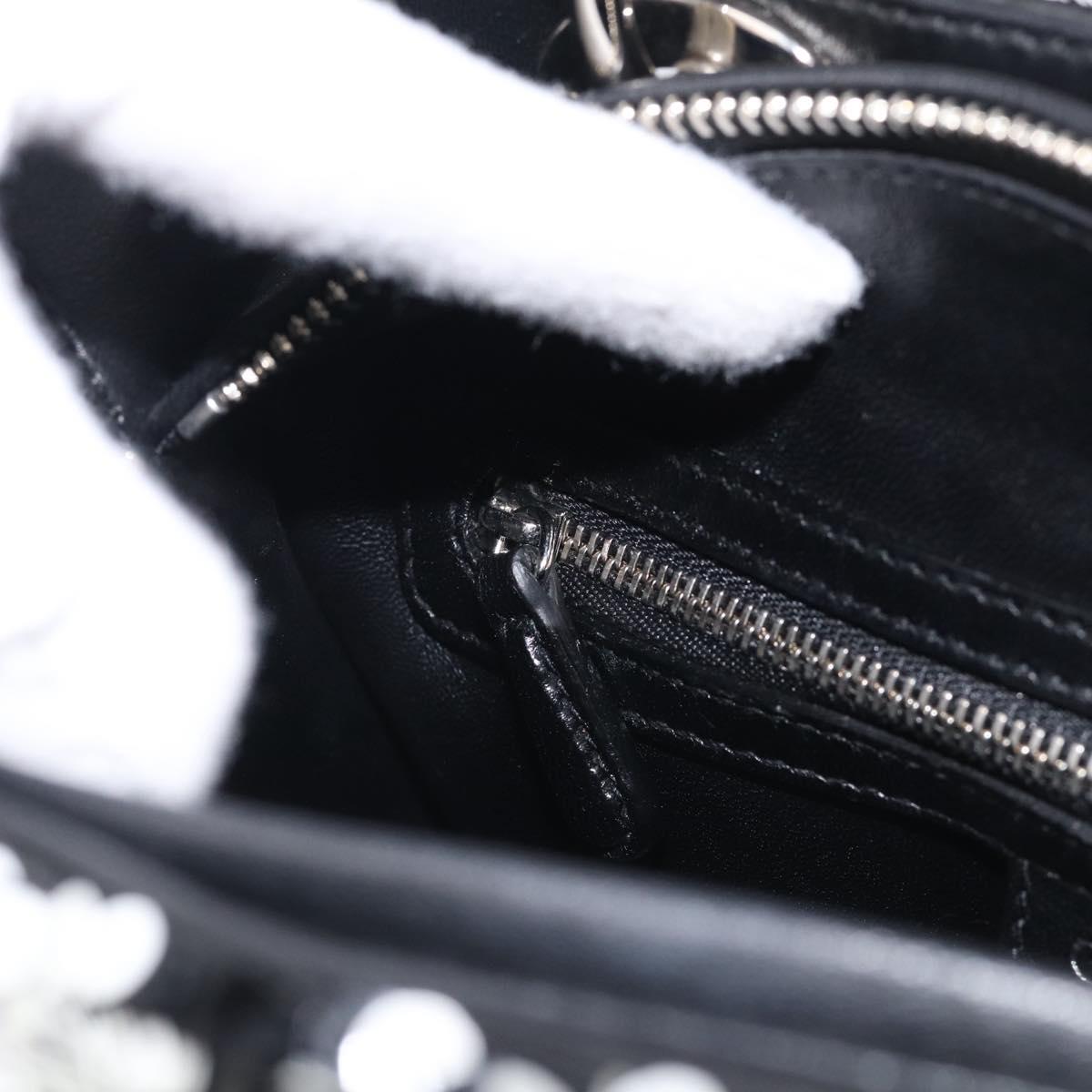 Christian Dior Lady Dior Canage Hand Bag Sequin 2way Black Silver Auth 211770SAM