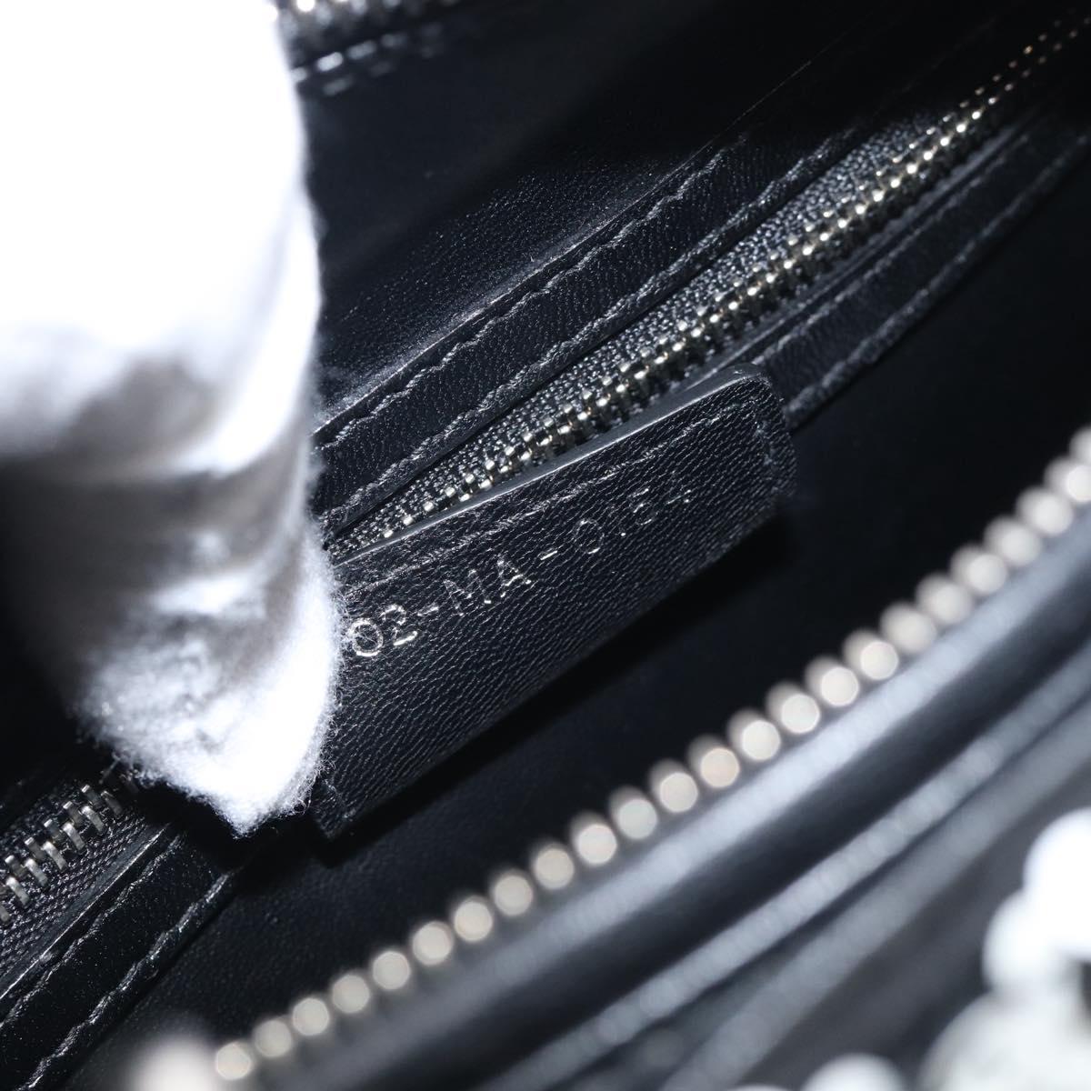 Christian Dior Lady Dior Canage Hand Bag Sequin 2way Black Silver Auth 211770SAM