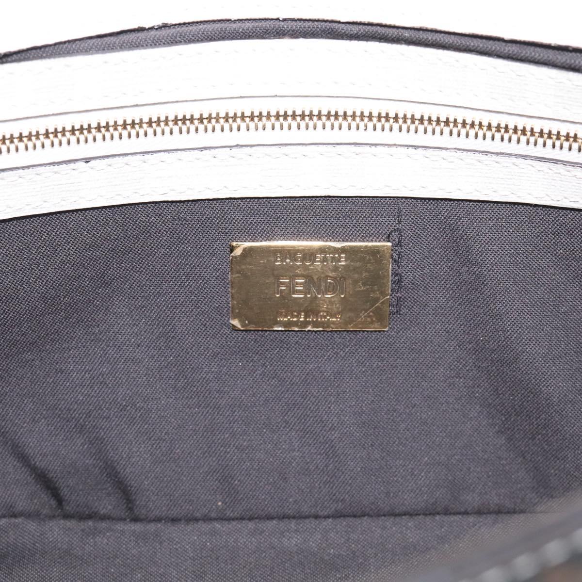 FENDI Zucca Canvas Mamma Baguette Bag PVC 2way White Gold 8BR600 Auth 211779SAM