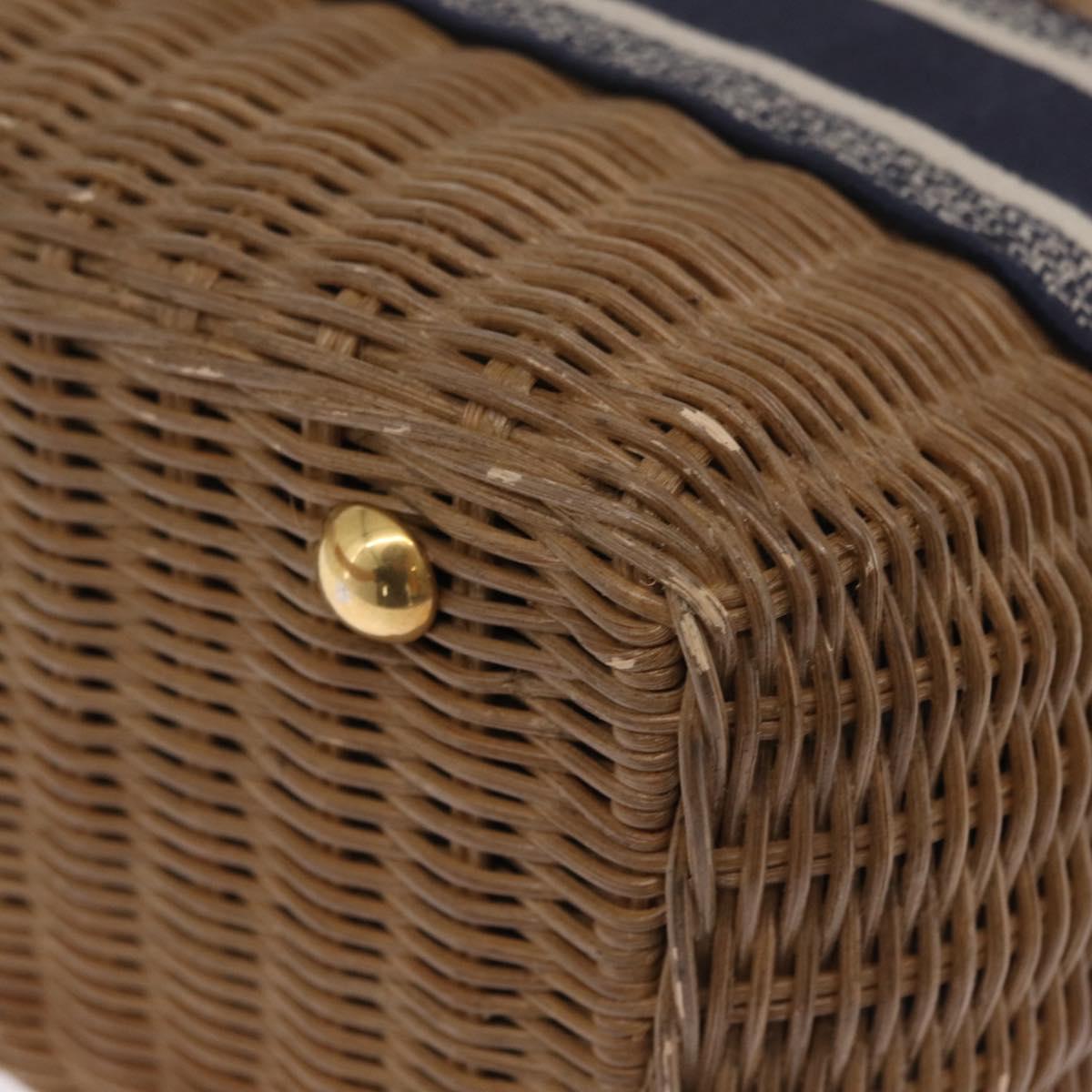 Christian Dior Book Tote Hand Bag Rattan 2way Beige Gold Auth 211782M