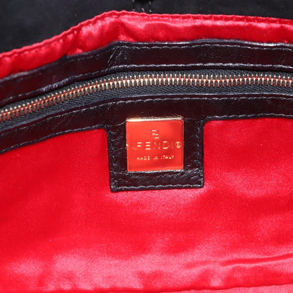 FENDI Mamma Baguette Shoulder Bag Suede Black Gold Auth 211783V