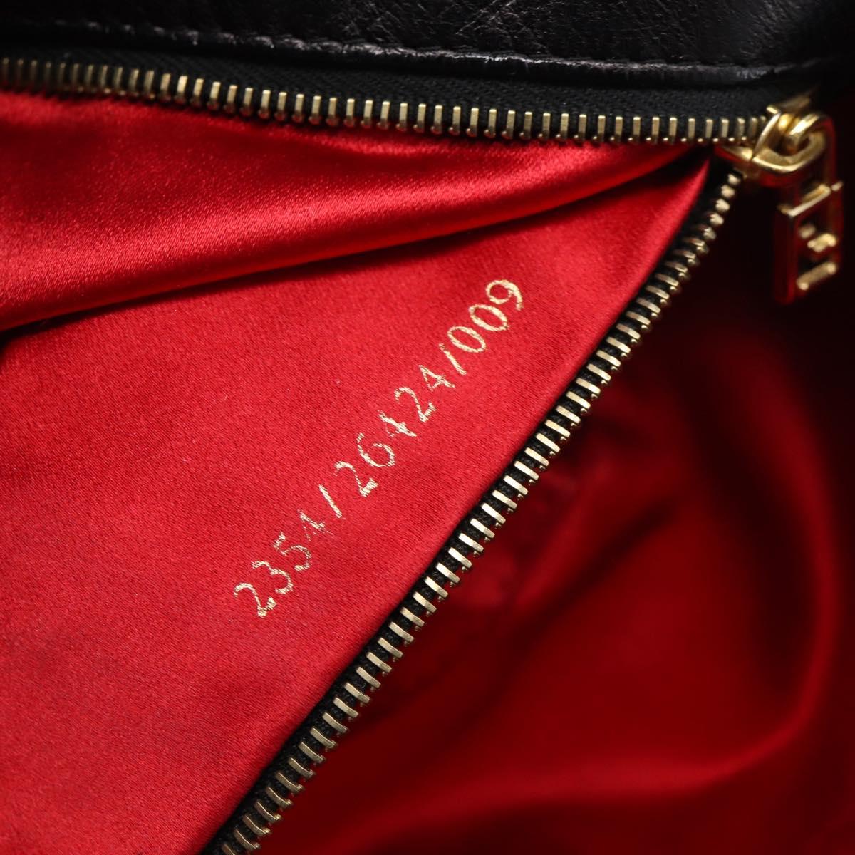 FENDI Mamma Baguette Shoulder Bag Suede Black Gold Auth 211783V
