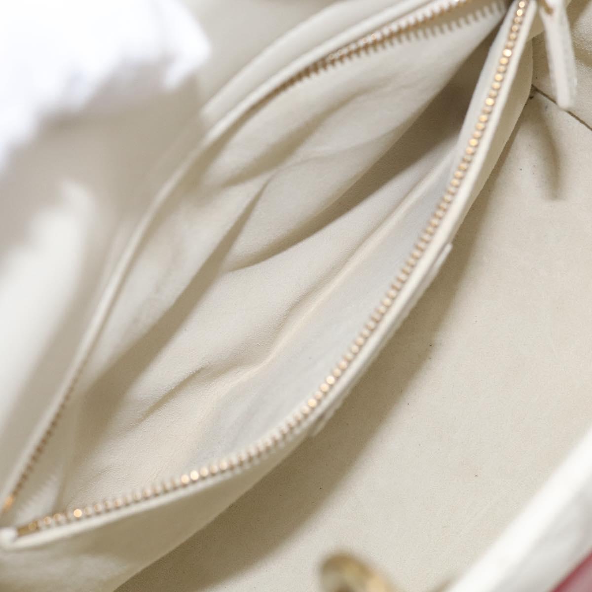 Christian Dior Lady Dior Canage Bag Lamb Skin 2way White Gold Auth 211787SAM
