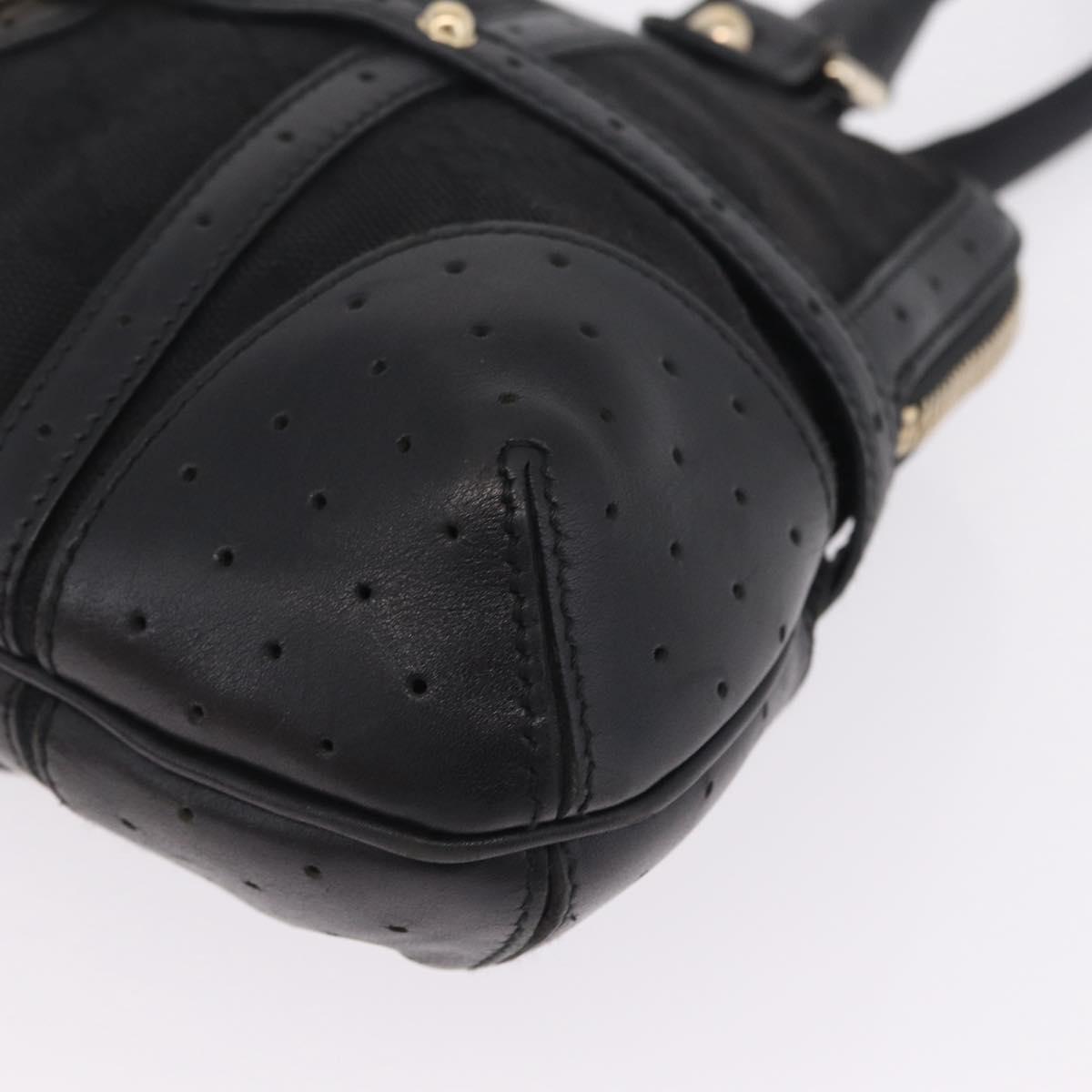 GUCCI Web Sherry Line Hand Bag Leather Black Gold 114882 Auth 211805V