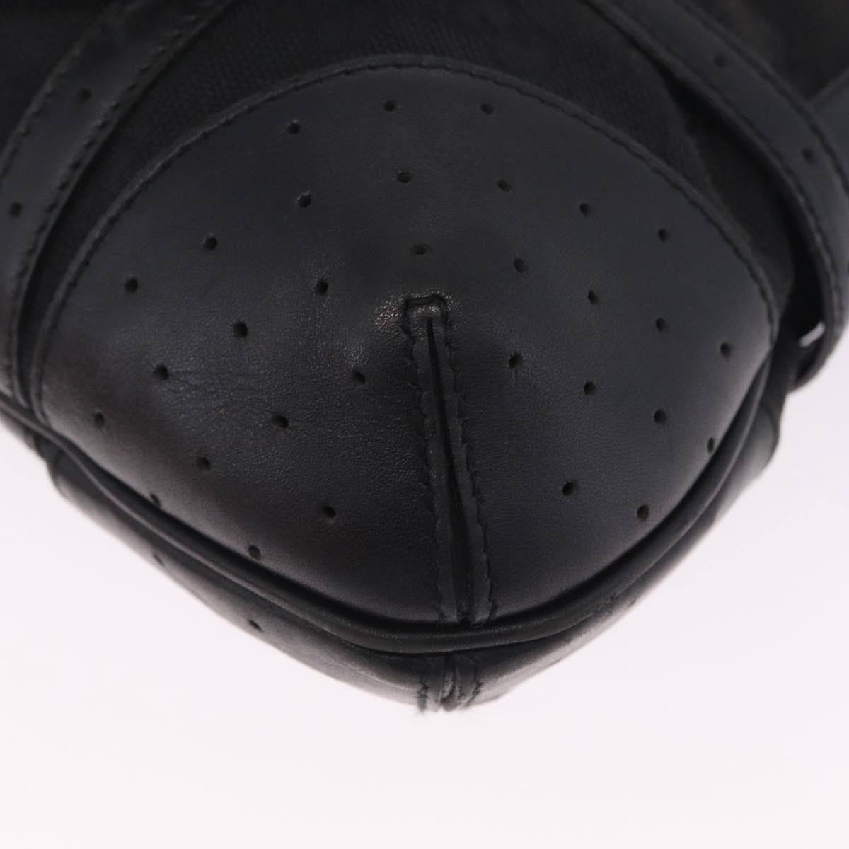GUCCI Web Sherry Line Hand Bag Leather Black Gold 114882 Auth 211805V