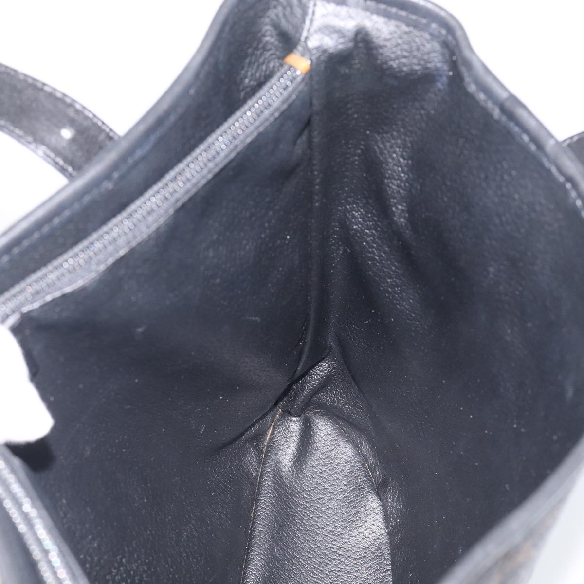 CELINE Macadam Canvas Tote Bag PVC Leather Black Gold Auth 211806A