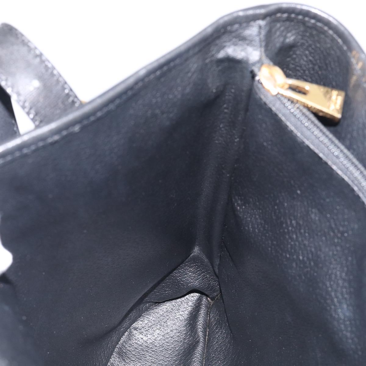 CELINE Macadam Canvas Tote Bag PVC Leather Black Gold Auth 211806A