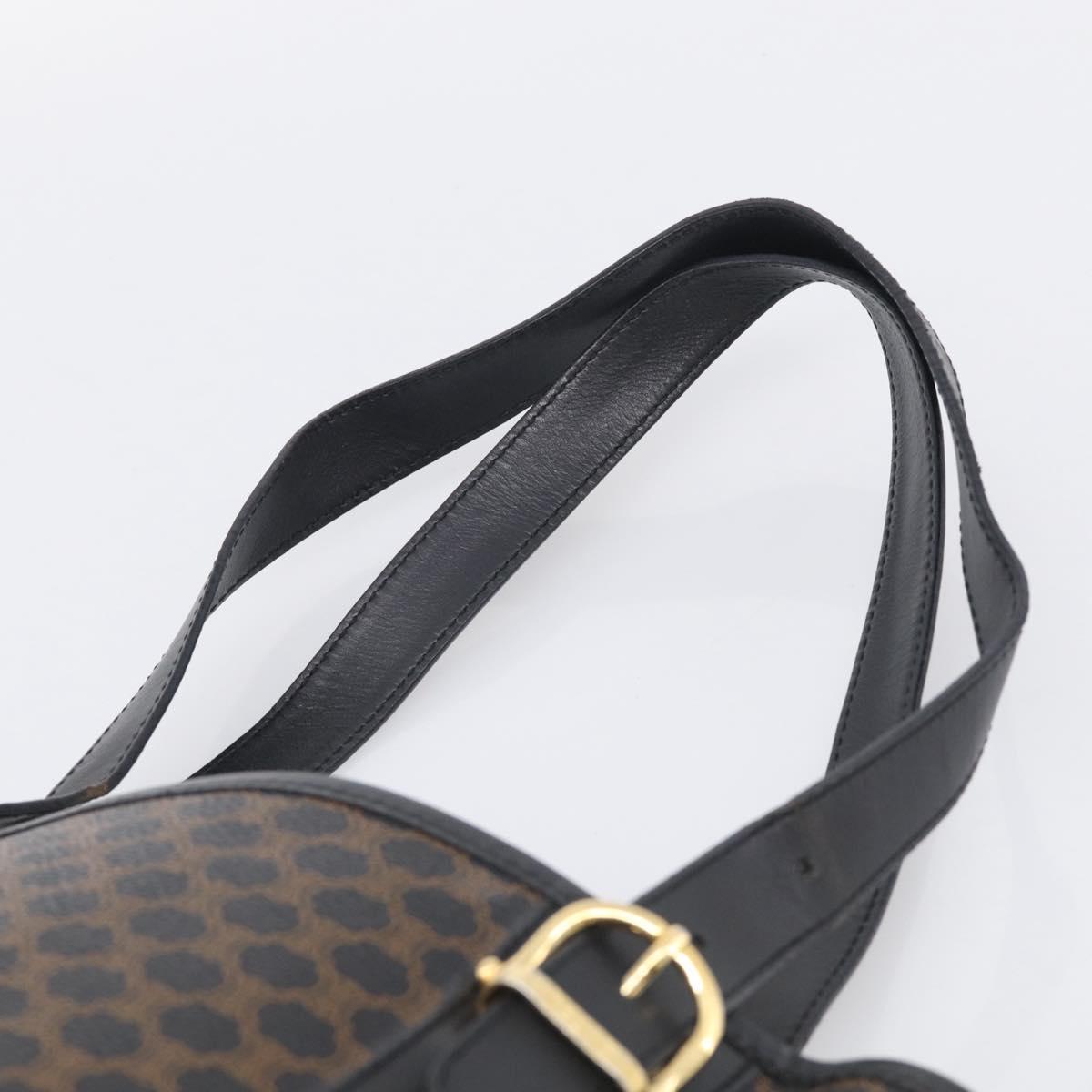 CELINE Macadam Canvas Tote Bag PVC Leather Black Gold Auth 211806A