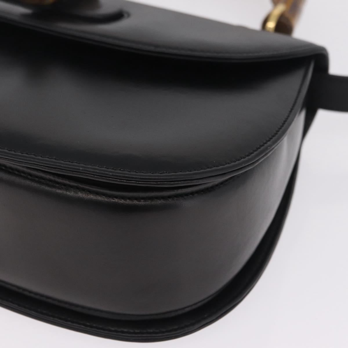 GUCCI Bamboo Hand Bag Leather 2way Black Black 000 01 0633 Auth 211807V