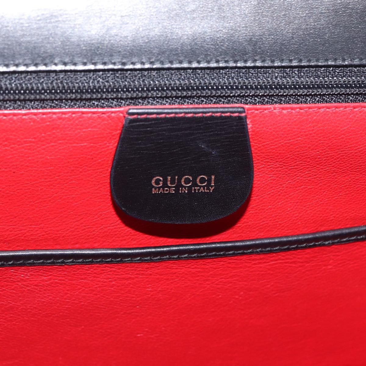 GUCCI Bamboo Hand Bag Leather 2way Black Black 000 01 0633 Auth 211807V