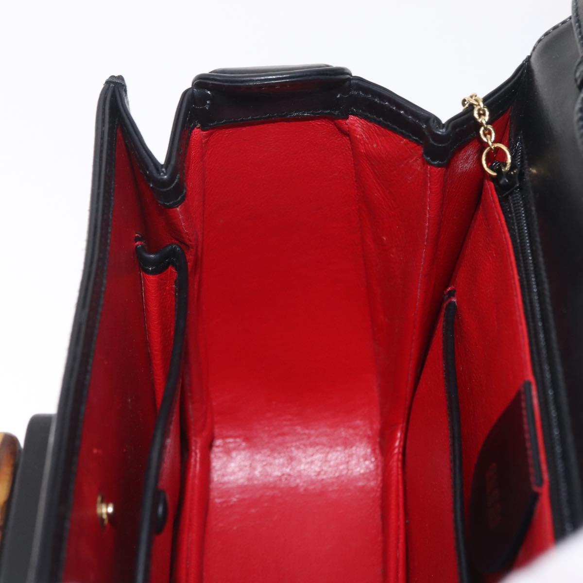 GUCCI Bamboo Hand Bag Leather 2way Black Black 000 01 0633 Auth 211807V