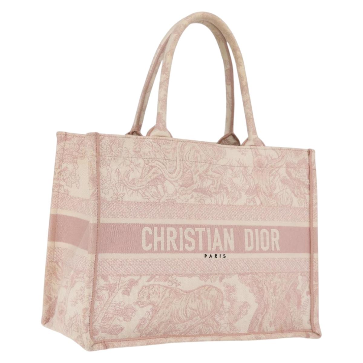 Christian Dior Book Tote Bag Canvas Pink Auth 211809V